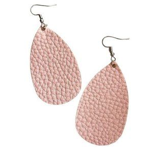 Teardrop Faux Leather Hook Dangle Earrings in Peach New